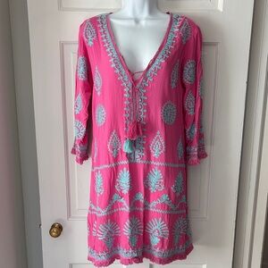 Pranella Pink and Blue Embroidered Tunic Dress 2